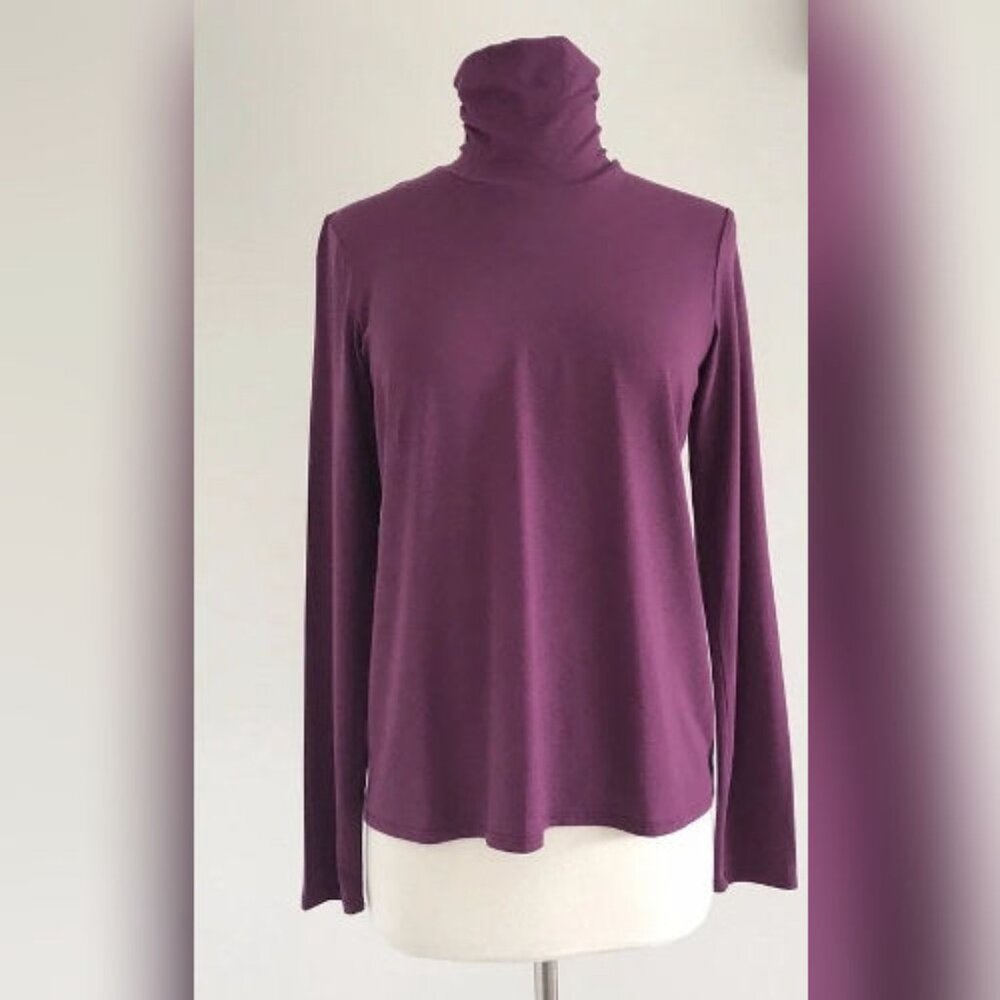 EILEEN FISHER RAYON LYCRA STRETCH LONG SLEEVE TURTLENECK JERSEY TOP SHIRT SZ MED